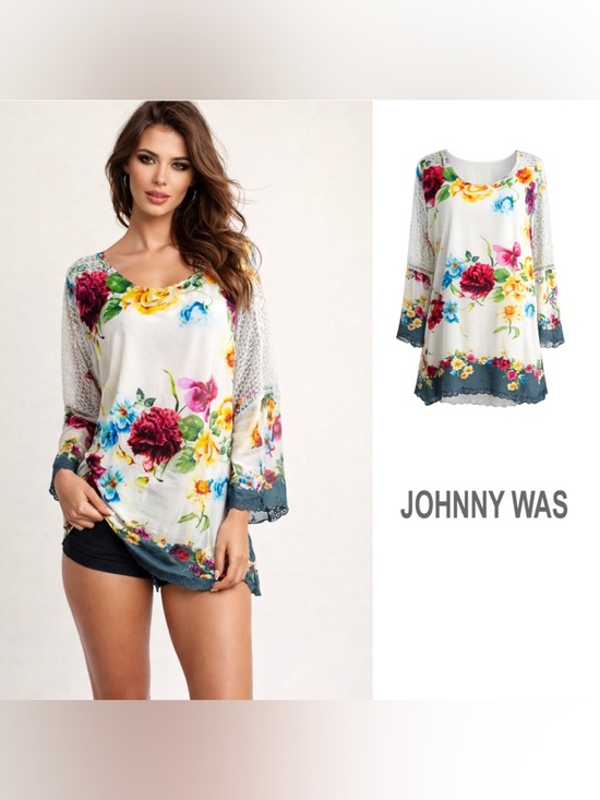 Johnny Was Tops - NEW Johnny Was Silky Linden Floral Blouse